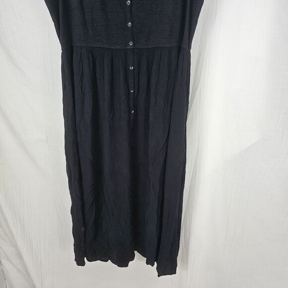 Frye Tiered Black Cotton Summer Dress with Pockets Women's Size XXL Button Front - Picture 5 of 8